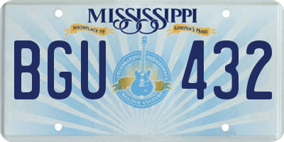 MS license plate BGU432