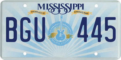 MS license plate BGU445