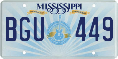 MS license plate BGU449