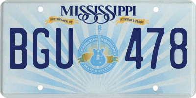 MS license plate BGU478