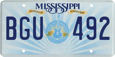 MS license plate BGU492