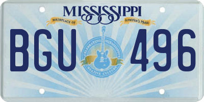MS license plate BGU496