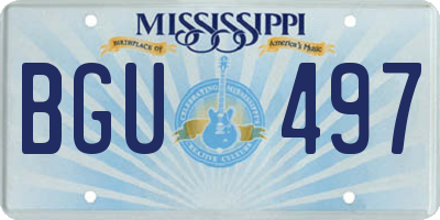 MS license plate BGU497