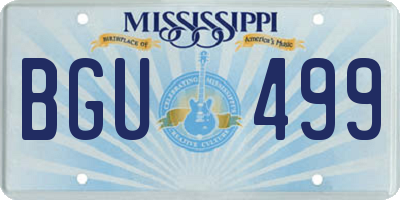 MS license plate BGU499