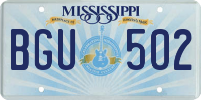 MS license plate BGU502
