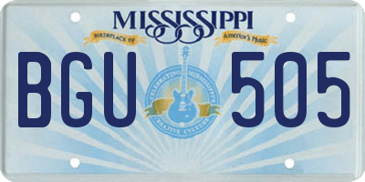 MS license plate BGU505
