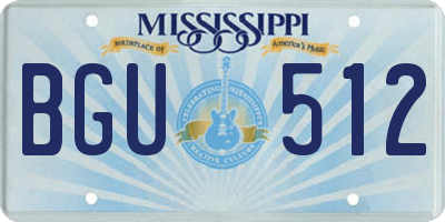 MS license plate BGU512