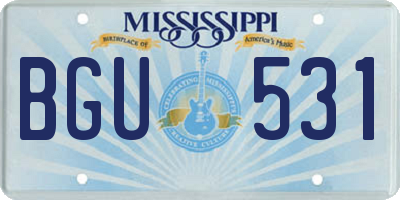 MS license plate BGU531