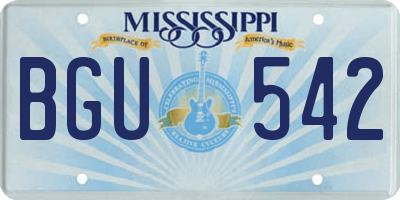 MS license plate BGU542