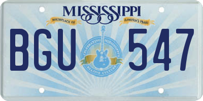 MS license plate BGU547