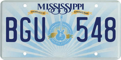 MS license plate BGU548