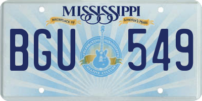 MS license plate BGU549