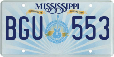 MS license plate BGU553