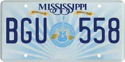 MS license plate BGU558