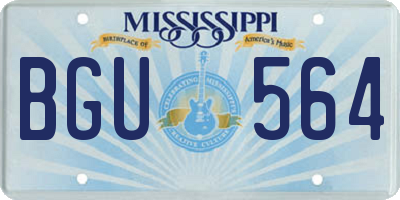 MS license plate BGU564