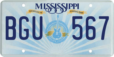 MS license plate BGU567