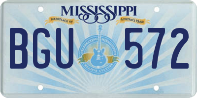 MS license plate BGU572