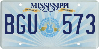 MS license plate BGU573
