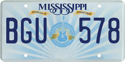 MS license plate BGU578
