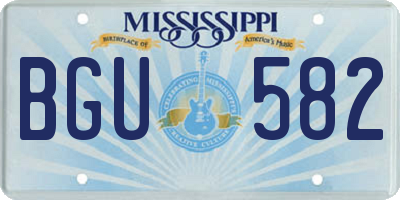 MS license plate BGU582