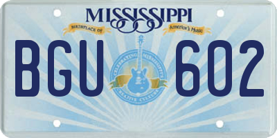MS license plate BGU602