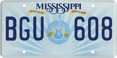 MS license plate BGU608