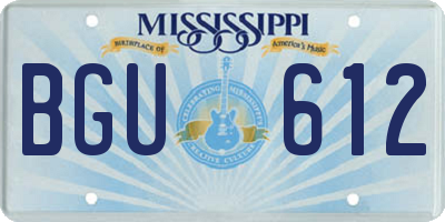 MS license plate BGU612