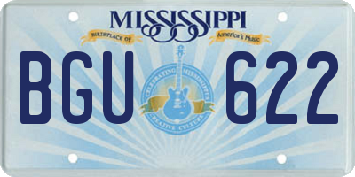 MS license plate BGU622