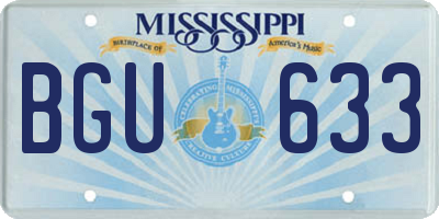 MS license plate BGU633