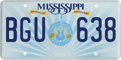 MS license plate BGU638