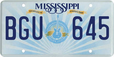 MS license plate BGU645
