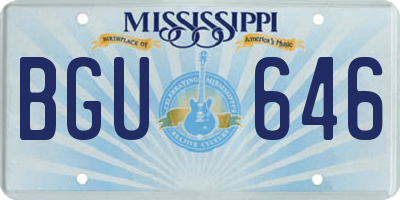 MS license plate BGU646