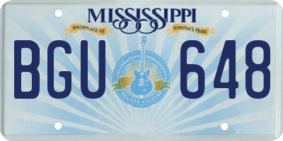 MS license plate BGU648