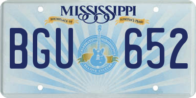 MS license plate BGU652