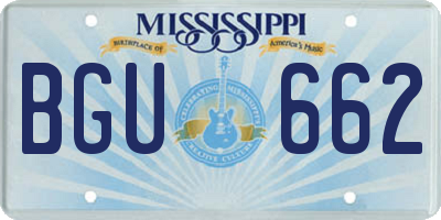 MS license plate BGU662