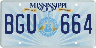 MS license plate BGU664