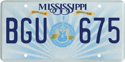 MS license plate BGU675
