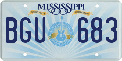 MS license plate BGU683