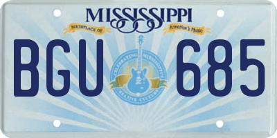MS license plate BGU685