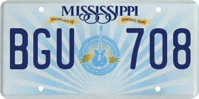 MS license plate BGU708