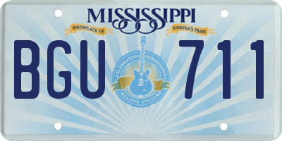 MS license plate BGU711