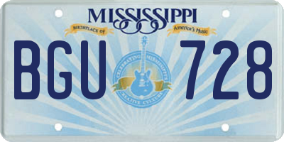 MS license plate BGU728