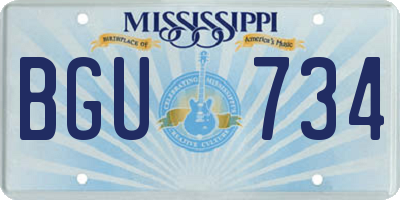 MS license plate BGU734