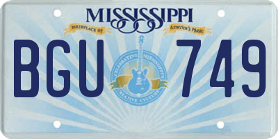 MS license plate BGU749