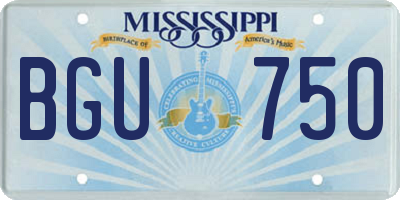 MS license plate BGU750