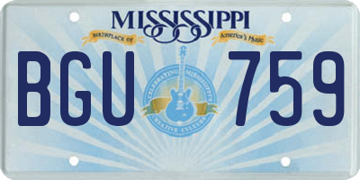 MS license plate BGU759