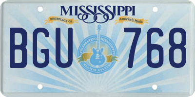 MS license plate BGU768