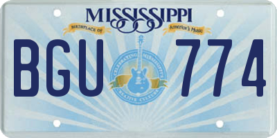 MS license plate BGU774