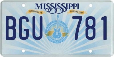 MS license plate BGU781