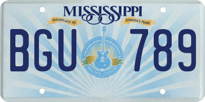 MS license plate BGU789